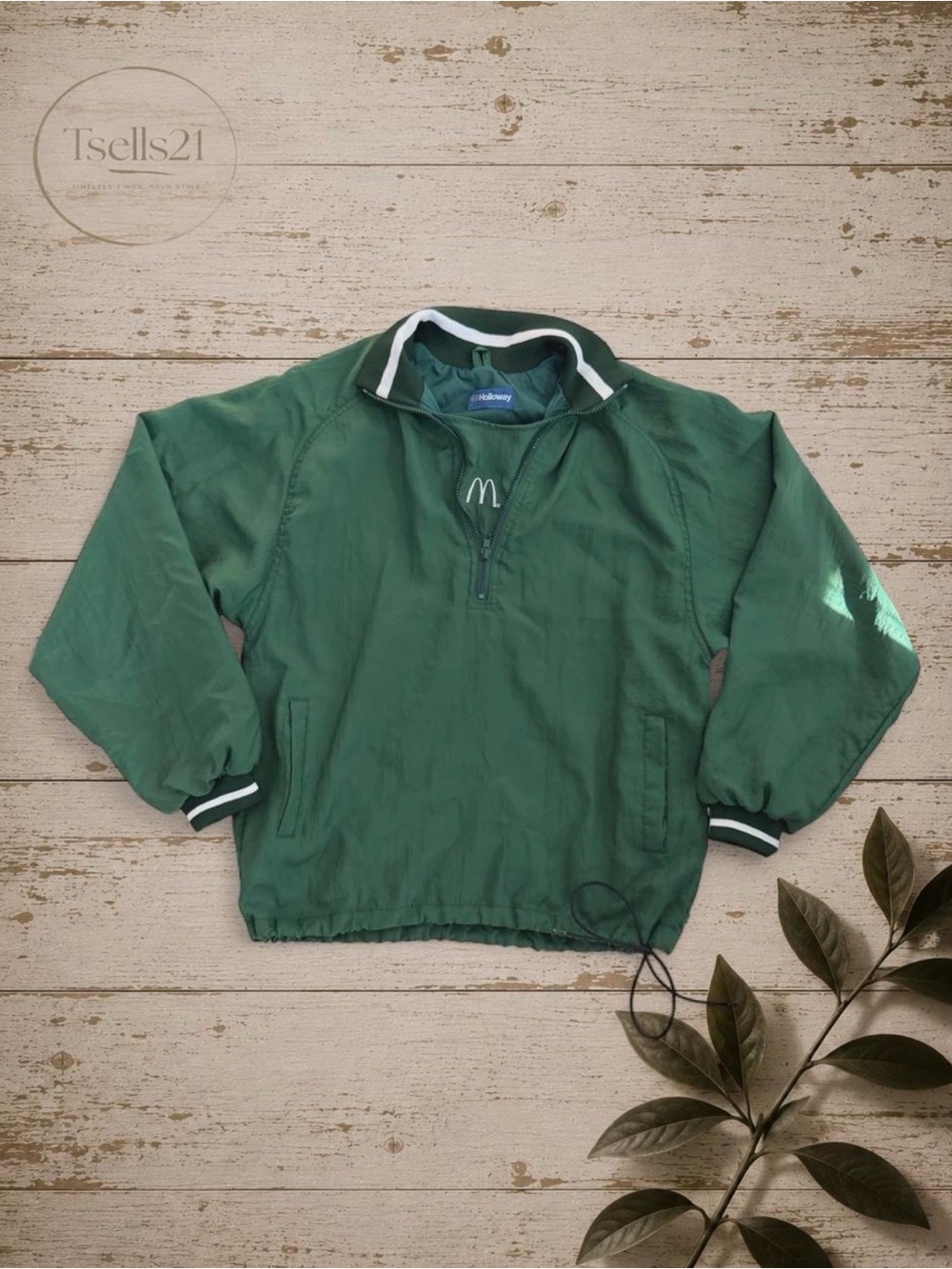 Vintage 90s Holloway McDonald's Green Quarter-Zip Windbreaker Jacket - Size S